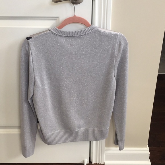 St. John Silk Floral Shimmer Cardigan Sweater, Size Small - Picture 4 of 4